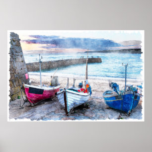 Poster Bateaux de pêche - Sennen Cove, Cornwall, UK