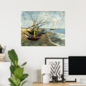 Poster Bateaux de pêche sur la plage de Saints-Maries (Bureau à domicile)