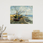 Poster Bateaux de pêche sur la plage de Saints-Maries (Cuisine)