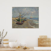 Poster Bateaux de pêche sur la plage des Saintes-Maries (Cuisine)