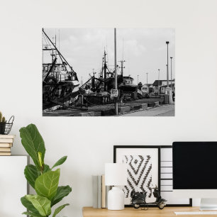 Poster Bateaux De Port Monochrome Noir Et Blanc