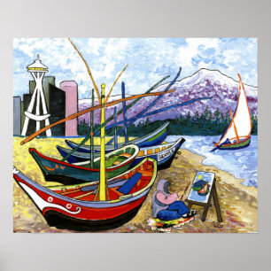 Poster Bateaux de Van Gogh