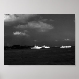 Poster Bateaux de voyageurs de la baie de Hong Kong en Ch