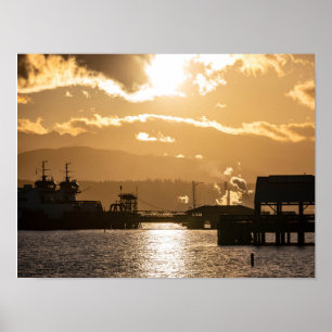 Poster Bateaux de Washington au coucher du soleil Photogr