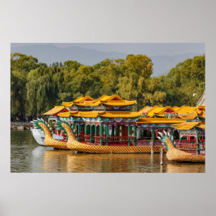 Poster Bateaux-dragons touristiques Lac Kunming