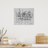 Poster Bateaux du port de Honfleur | Normandie, France (Cuisine)