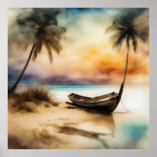 Poster Bateaux et Plages - 4