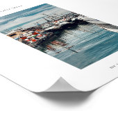 Poster Bateaux Marina Harbour Navires Reflètent Bien Post (Coin)