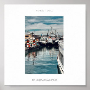 Poster Bateaux Marina Harbour Navires Reflètent Bien Post
