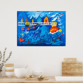 Poster Bateaux remorqueurs en mer peinture acrylique par  (Cuisine)