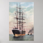 Poster Bateaux remorqueurs remorquant un navire en mer (Devant)