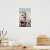 Poster Bateaux remorqueurs remorquant un navire en mer (Cuisine)