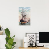 Poster Bateaux remorqueurs remorquant un navire en mer (Bureau à domicile)