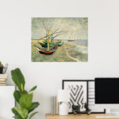 Poster Bateaux sur la plage de Saintes-Maries - Van Gogh (Bureau à domicile)
