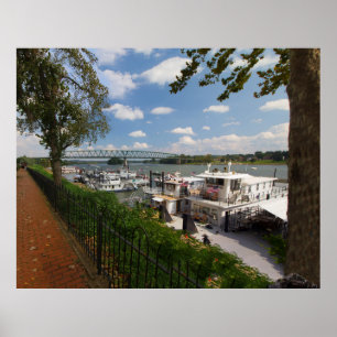 Poster Bateaux sur la rivière Ohio à Marietta, Ohio
