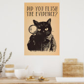 Poster Bathroom Cat Detective (Cuisine)
