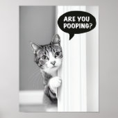 Poster Bathroom Cat Poster, Are you Pooping Poster, Funny (Devant)