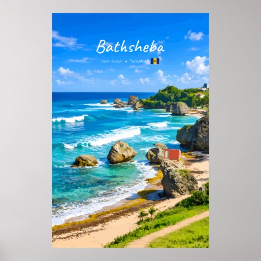 Poster Bathsheba, Barbade - Côte de plage tropicale (Devant)