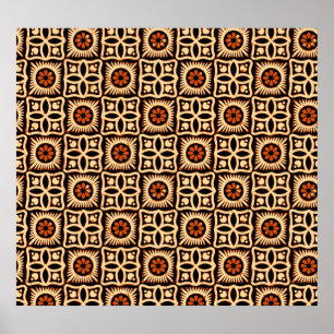 Poster Batik abstrait, motif textile sans soudure.