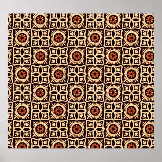 Poster Batik abstrait, motif textile sans soudure. (Devant)