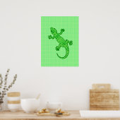Poster Batik tribal Gecko - chaux et vert émeraude (Cuisine)