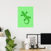 Poster Batik tribal Gecko - chaux et vert émeraude (Bureau à domicile)