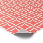 Poster Batik tribal Gecko - corail rose et crème (Coin)