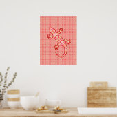 Poster Batik tribal Gecko - corail rose et crème (Cuisine)