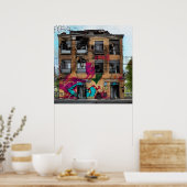 Poster Bâtiment abandonné Abstrait Art IA (Cuisine)