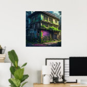 Poster Bâtiment abandonné de graffiti violet Décadence ur (Bureau à domicile)