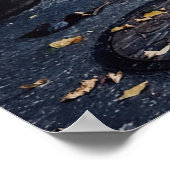 POSTER BÂTIMENT BLANC MONTRANT FERMÉ PORTE EN BOIS ROUGE (Coin)