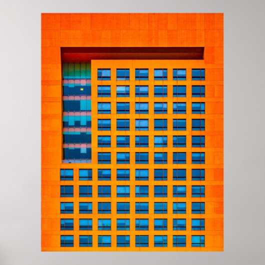 Poster Bâtiment bleu et orange (Devant)