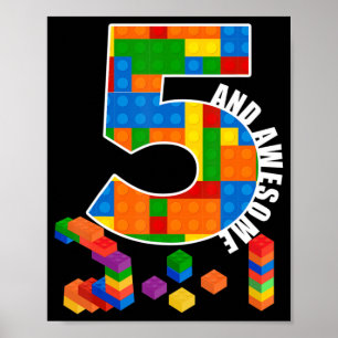 Poster Bâtiment Blocs Briques 5 ans Awesome Anniversaire