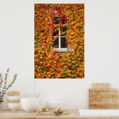 Poster Bâtiment couvert de lierre d'automne (Cuisine)