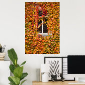 Poster Bâtiment couvert de lierre d'automne (Bureau à domicile)