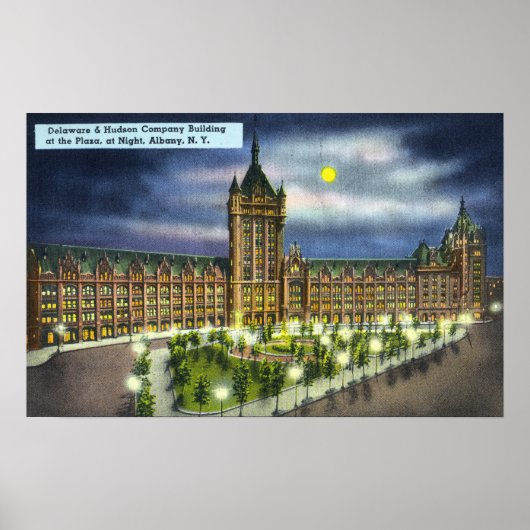 Poster Bâtiment Delaware et Hudson Co. à la nuit (Devant)