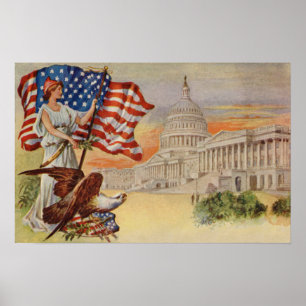 Poster Bâtiment du Capitole Columbia et États-Unis