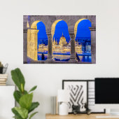 Poster Bâtiment du Parlement hongrois au crépuscule (Bureau à domicile)