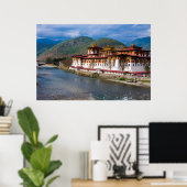 Poster Bâtiment Dzong au bord de la rivière (Bureau à domicile)