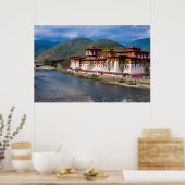 Poster Bâtiment Dzong au bord de la rivière (Cuisine)