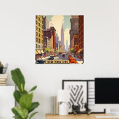 Poster Bâtiment Empire State Scène de rue à Manhattan Rét (Bureau à domicile)