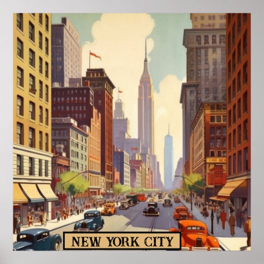 Poster Bâtiment Empire State Scène de rue à Manhattan Rét (Devant)