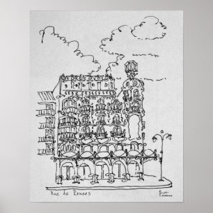 Poster Bâtiment Haussmann Rue de Rennes, Paris