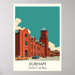 Poster Bâtiment historique Vintage de Durham North Caroli