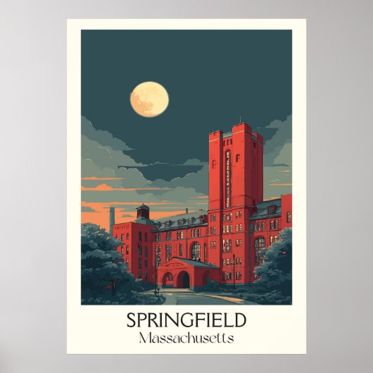 Poster Bâtiment historique Vintage de Springfield MA (Devant)