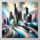 Poster Bâtiment urbain Abstrait Dessin dur Pastel V (Devant)