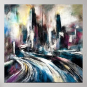 Poster Bâtiment urbain Abstrait Dessin Pastel dur III (Devant)