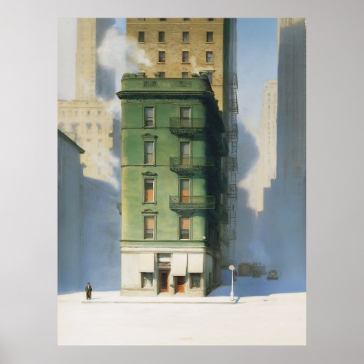 Poster Bâtiment vert à New York en hiver (Devant)