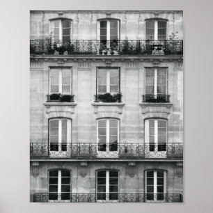 Poster Bâtiment vintage noir et blanc du voyage   à Paris