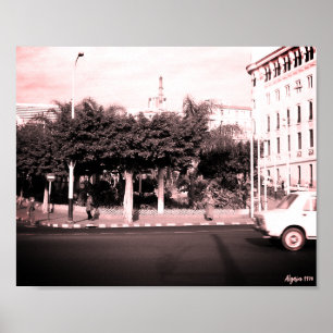 Poster Bâtiment voitures vintage Algérie Alger